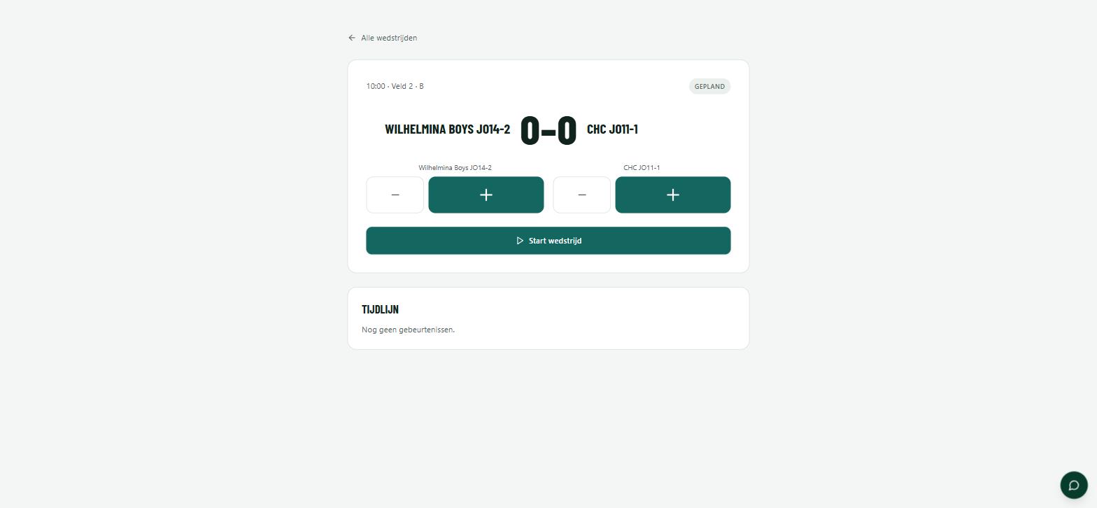 Referee score screen with buttons for goals